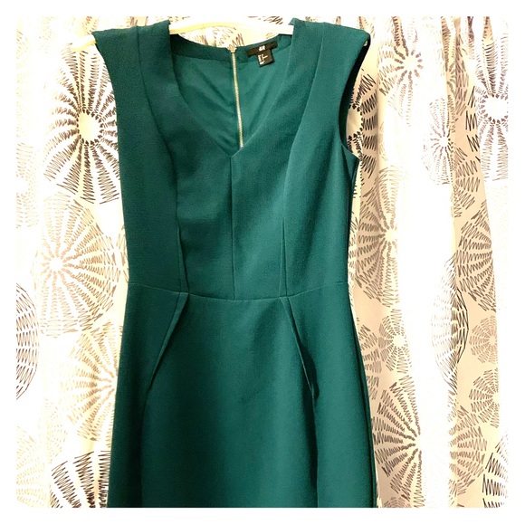 dark green knee length dress